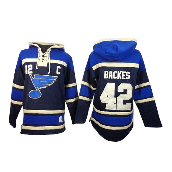 David Backes St. Louis Blues Old Time Hockey Authentic Sawyer Hooded Sweatshirt Jersey - Navy Blue