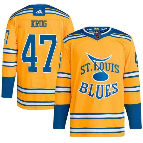 Torey Krug St. Louis Blues Authentic Reverse Retro 2.0 Adidas Jersey - Yellow