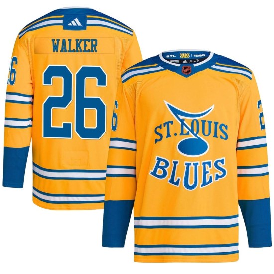 Nathan Walker St. Louis Blues Authentic Reverse Retro 2.0 Adidas Jersey - Yellow