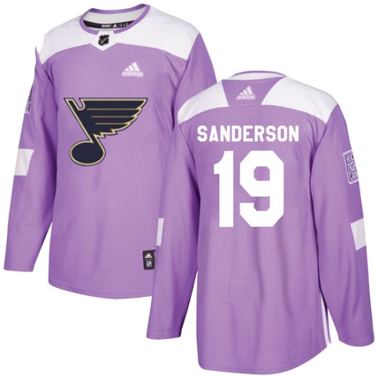 Derek Sanderson St. Louis Blues Youth Authentic Hockey Fights Cancer Adidas Jersey - Purple