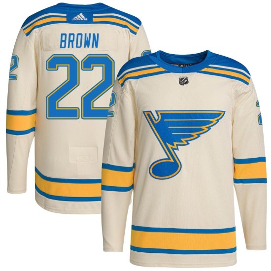 Logan Brown St. Louis Blues Authentic Cream 2022 Winter Classic Player Adidas Jersey - Brown