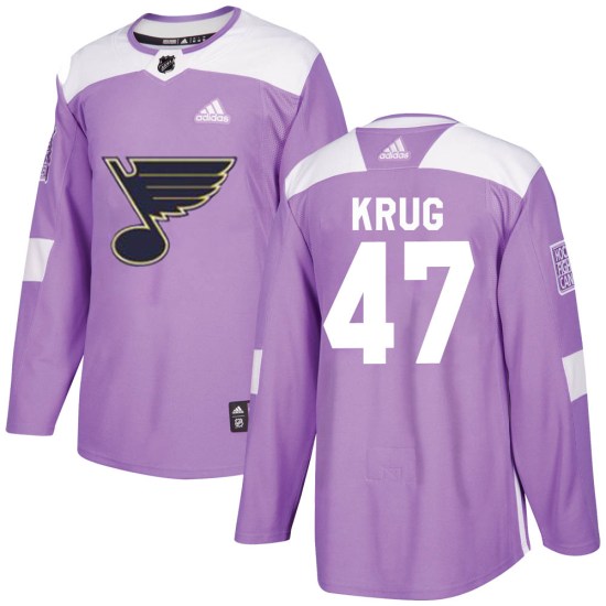 Torey Krug St. Louis Blues Authentic Hockey Fights Cancer Adidas Jersey - Purple
