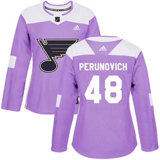 Scott Perunovich St. Louis Blues Women's Authentic Hockey Fights Cancer Adidas Jersey - Purple