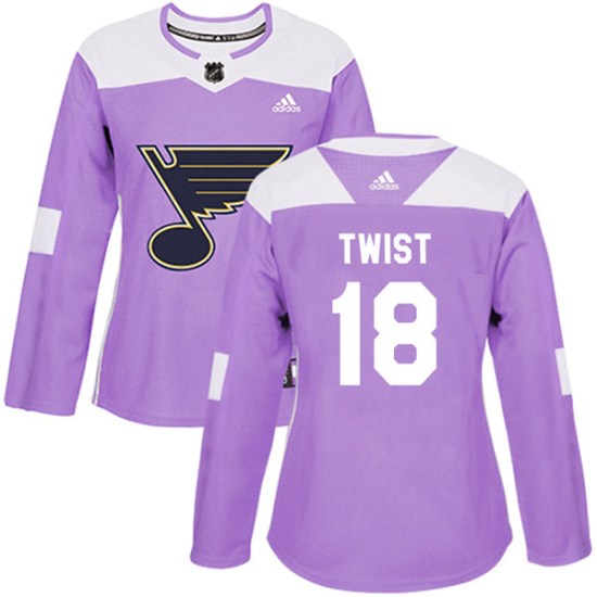 Tony Twist St. Louis Blues Women's Authentic Hockey Fights Cancer Adidas Jersey - Purple